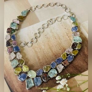 Luxury Necklace for women beautiful natural gemstones with finest 925 silver!
